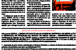 Boletim Online: Sindipetro/MG convoca assembleia em Juiz de Fora