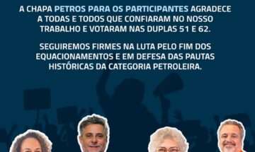 Chapa Petros para os Participantes agradece a votação